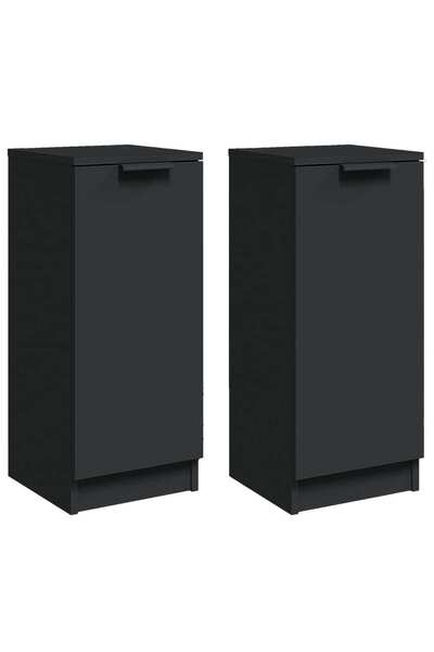 vidaxl Servante, 2 buc., negru, 30x30x70 cm, lemn prelucrat