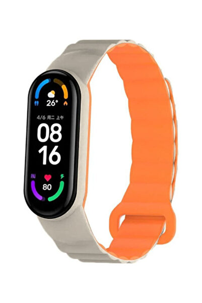 OEM Λουράκι Xiaomi Mi Band 3 4 5 6 7 Μαγνητικό Λουράκι Αστρόφωτο + Πορτοκαλί