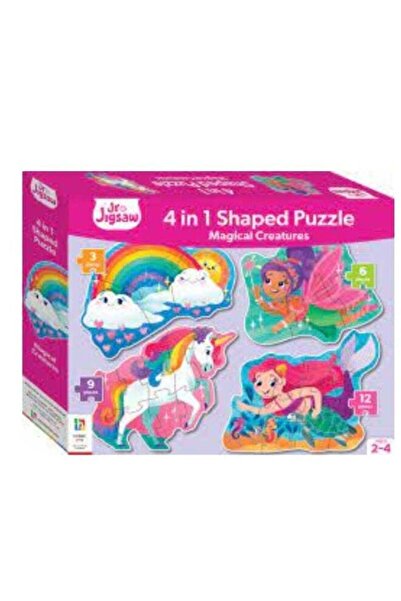 jigsaw puzzle لغز تركيب 4 في 1 بأشكال مميزة، بتصميم المخلوقات السحرية، للأعما...