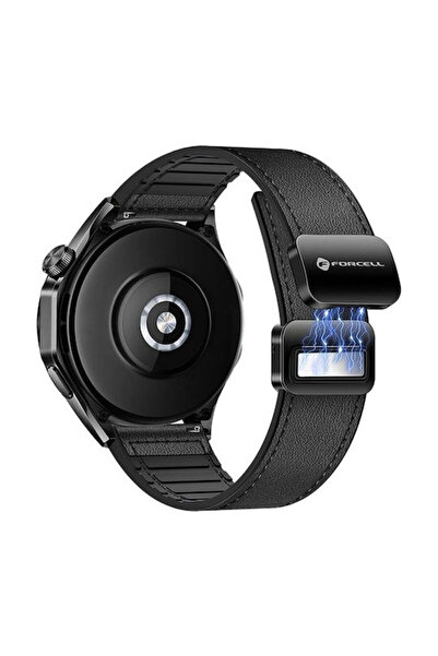 Forcell Λουράκι Δερμάτινο Μαύρο (για SAMSUNG Watch 22 mm)