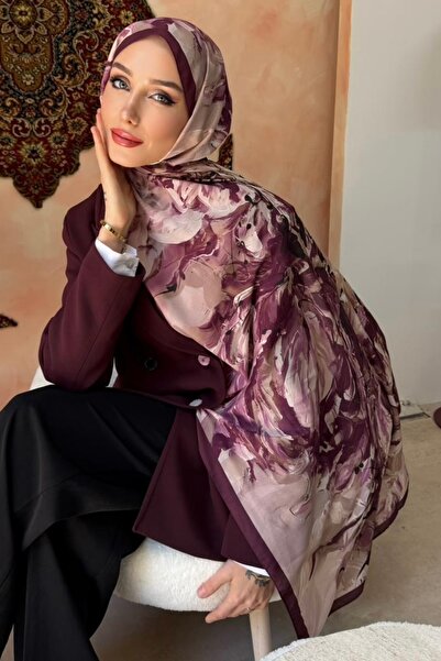 İmajButik Plum Patterned Soft Shawl