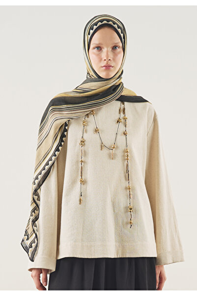 Freshscarfs Black Line Harmony Pattern Soft Viscose Shawl