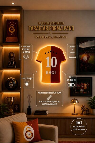 Design 4N Kişiselleştirilebilir Taraftar Forma Duvar Süsü