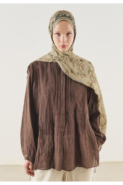 Freshscarfs Milky Brown Pure Ethnic Pattern Soft Viscose Shawl