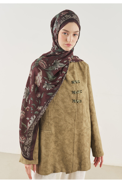 Freshscarfs Pure Ethnic Pattern Soft Viscose Shawl Plum