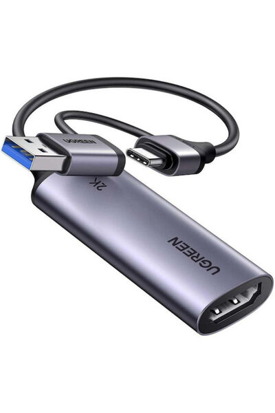 Ugreen Cm629 Μετατροπέας USB-A / USB-C Αρσενικό σε HDMI Θηλυκό Γκρι 1 Τεμάχιο