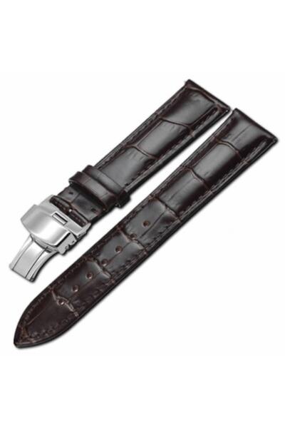 OEM Curea din piele, neagră, 22 mm, cu imprimeu crocodil și cataramă deployantă