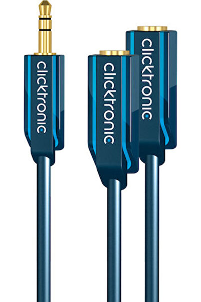 CLICKTRONIC Καλώδιο Jack 3.5mm, αρσενικό 3.5mm - θηλυκό 3.5mm, Μπλε, 0.1μ, με...