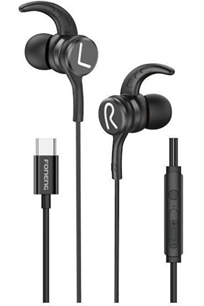 FONENG T68 Ενδοωτικά ακουστικά handsfree με βύσμα 3.5mm, Μαύρα
