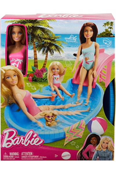 Barbie Σετ παιχνιδιού πισίνας με κούκλες για 3+ ετών