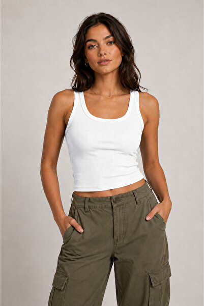 OVERMAX Ribbed Look Everyday Premium Thick Strap Basic Athlete Blouse