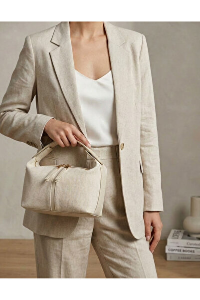 Çanta Trend Linen Zipper Detailed Women's Handbag