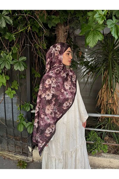 ARZU SEMA Elya Desen Purple Bamboo Crush Shawl 75X185 cm
