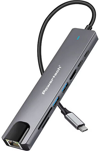POWERTECH Σταθμός σύνδεσης USB-C με HDMI 4K PD Ethernet Γκρι (PT-1537)