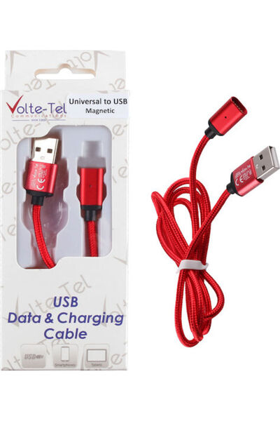 Other Volte-Tel 1μ Πλεγμένο / Μαγνητικό Καλώδιο USB 2.0 σε micro USB Κόκκινο ...