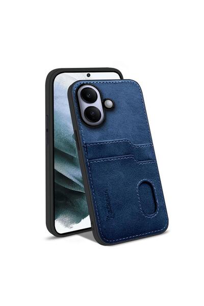 Zebana Vivo V60 Lite Uyumlu Kılıf Kartlıklı Lüx Deri Kılıf Lacivert