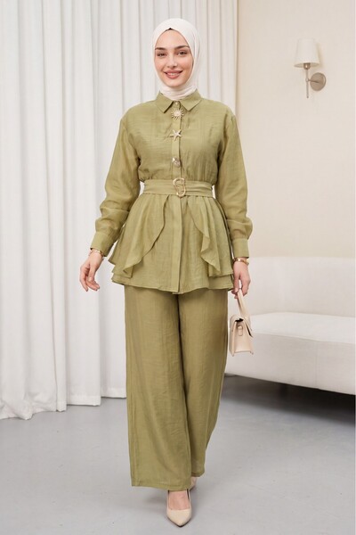 Modamorfo Lined Cupra Suit with Elastic Waistband, Belt, Pockets and Trousers...