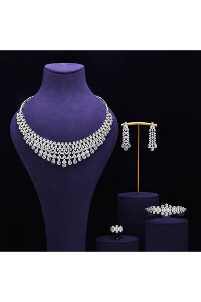 jewelrystore Luxury Diamond-Like Zircon Accessories Set with Box