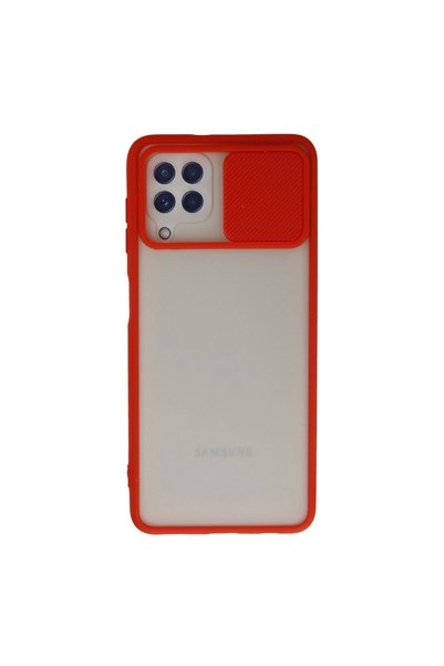 TheGencoo Samsung Galaxy A22 Case Palm Frosted Camera Sliding Silicone - Red