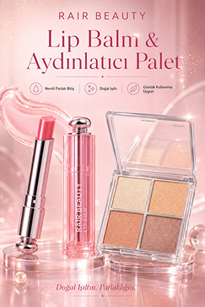 RAİR BEAUTY Highlighter-Lip Balm Set, 4'lü Aydınlatıcı ve Dudak Balm Seti