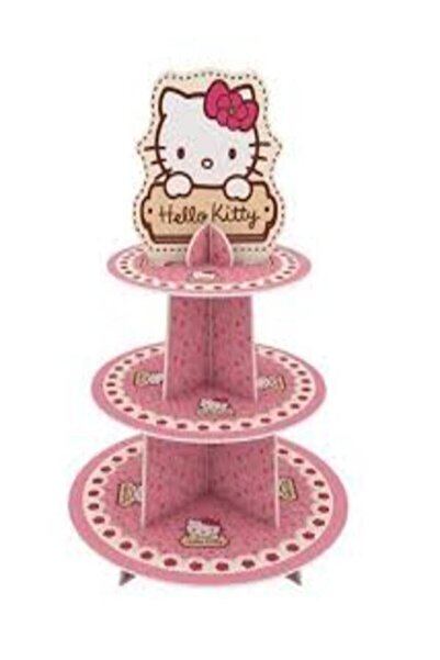 mutluanılarpartievi 3 Katlı Karton Cupcake Standı Hello Kitty Temalı Kek Stan...
