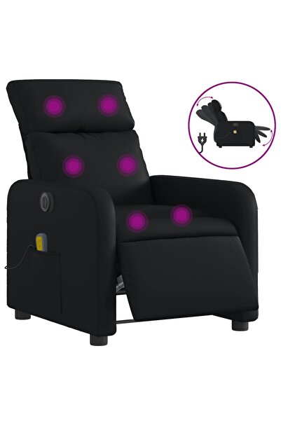 vidaxl Fotoliu electric de masaj rabatabil, negru, piele ecologică