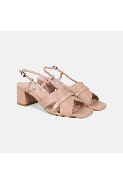 Desa Women's Leather Sandals with Buckle and Thick Heel