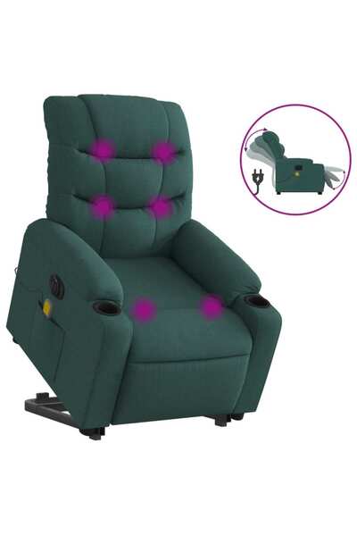 vidaxl Fotoliu electric masaj rabatabil / ridicare verde închis textil