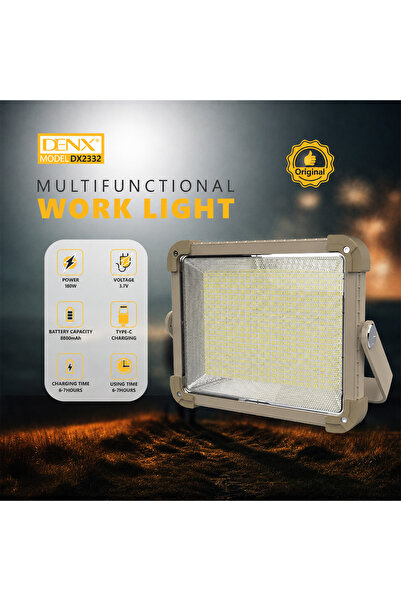 Denx Rechargeable LED Work Light with Tripod Stand 180W 8800mAh Battery Solar...