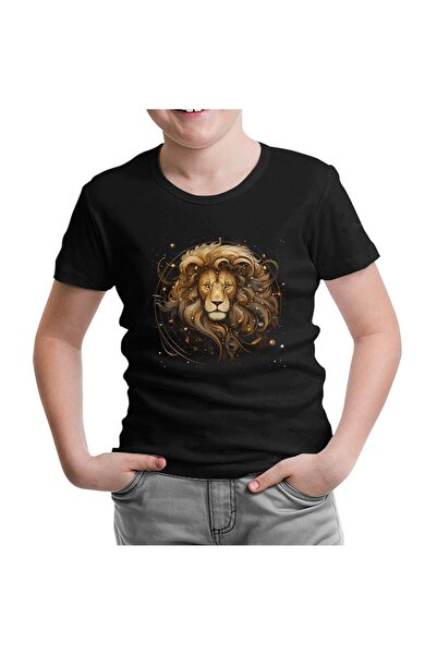 Lord T-Shirt Zodiac Signs - Lion Black Kids Tshirt