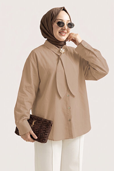 Suede Style 6408- Stylish Comfortable Tie-Detailed Woven Poplin Fabric Women'...
