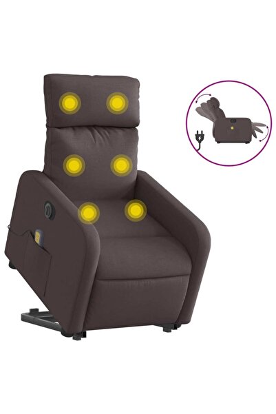 vidaxl Fotoliu electric masaj rabatabil cu ridicare maro închis textil