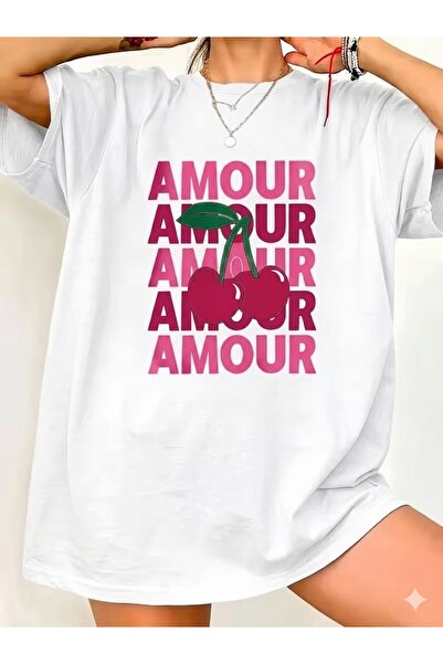 WOODROFFE Women's Plus Size Amor Printed Oversize T-Shirt Loose Boyfirend