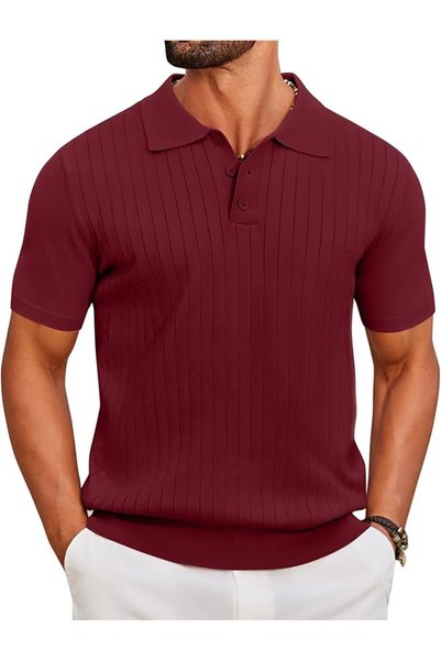 COOFANDY Tricou polo bărbătesc cu mânecă scurtă, de vară, casual, tricotat, p...