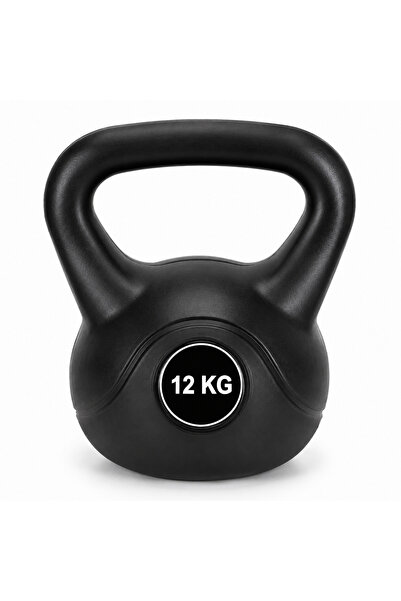 SERSIMO Kettlebell 12 kg, umplutură din ciment, carcasă din ABS, mâner ergono...
