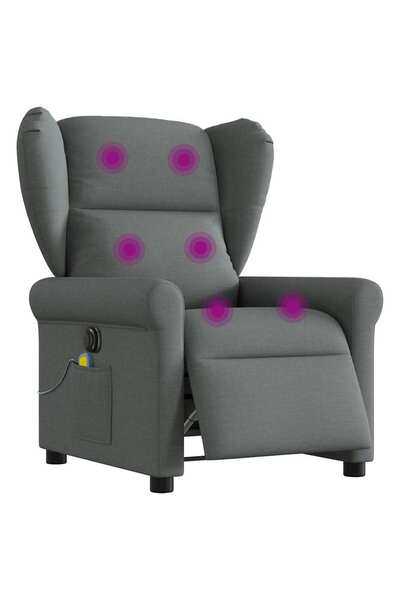 vidaxl Fotoliu electric de masaj rabatabil, gri închis, textil