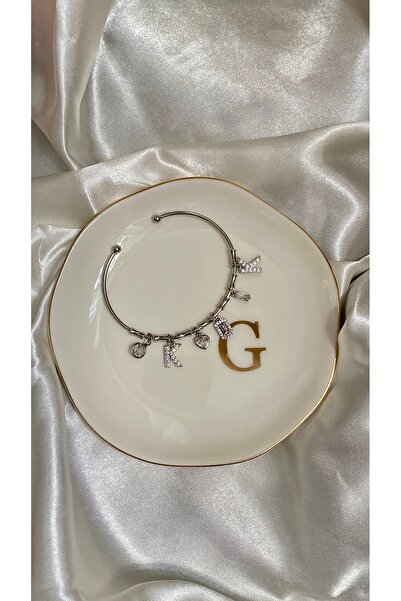 GAMZE Steel K Letter Charm Bracelet