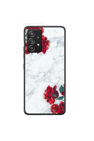 Other Samsung A53 red roses marble Black Glossy Θήκη