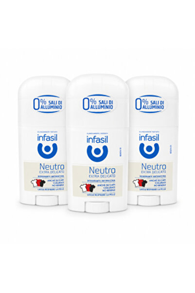 İnfasil Set of 3 x Neutro Extra Delicato Deodorant Stick, 50 ml, 0% aluminum ...