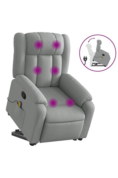vidaxl Reclining massage chair with lift, light gray, fabric