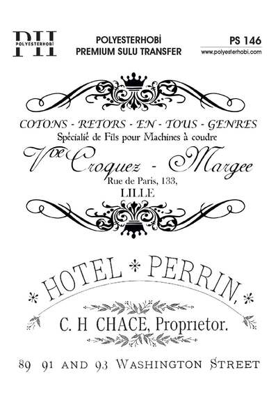 POLYESTERHOBİ Premium Water Transfer 25X35 cm Black and White Text Patterned ...
