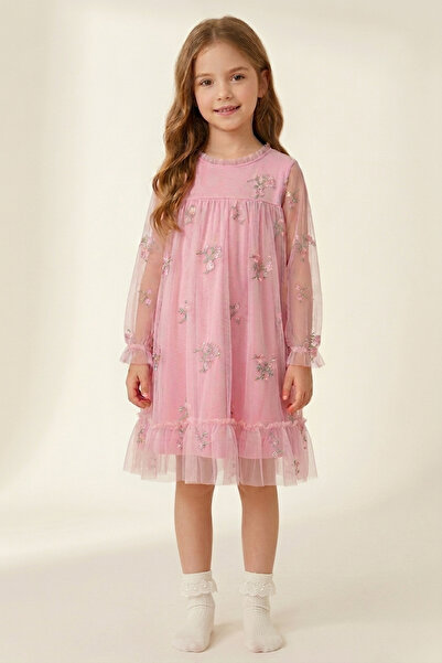 zumino Girl's Dress Tulle Floral Embroidered 3-10 Years Old