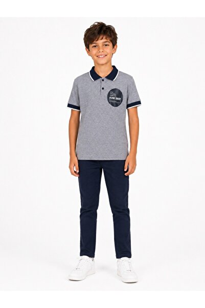 Atabay Kids ATABAY 11006-26 تي شيرت للأولاد باللون الرمادي بياقة بولو من القط...