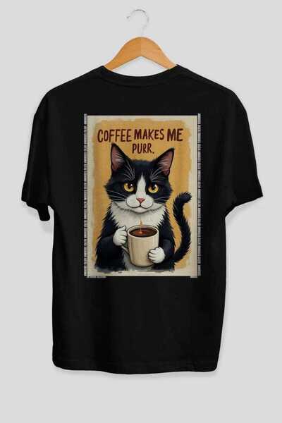 Ankhises 100 Cats for Cat Lovers Printed Black Oversize T-Shirt 100% Cotton U...