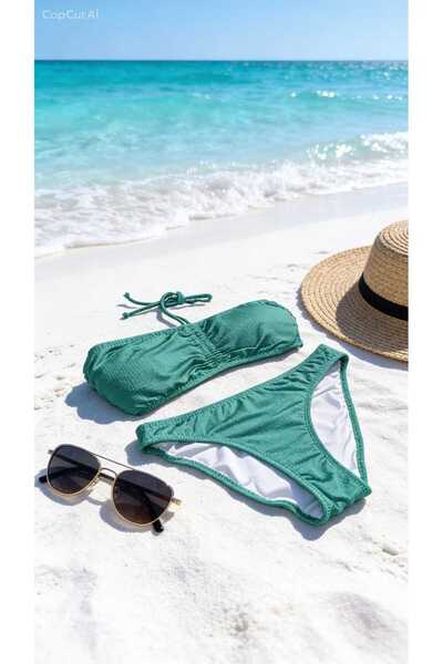 Mojomylife Yeşil Straplez Bikini Takımı