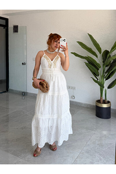 Bak'ap Premium 100% Cotton Bead Embroidered Hellenistic Uuzn Dress