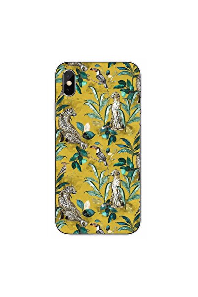 OEM Husa compatibila cu Apple iPhone XS Silicon Gel Tpu Model Yellow Jungle P...