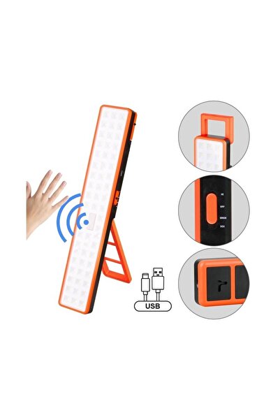 Zet Black-orange USB rechargeable flashlight, 42 cm, 3 light functions, for c...