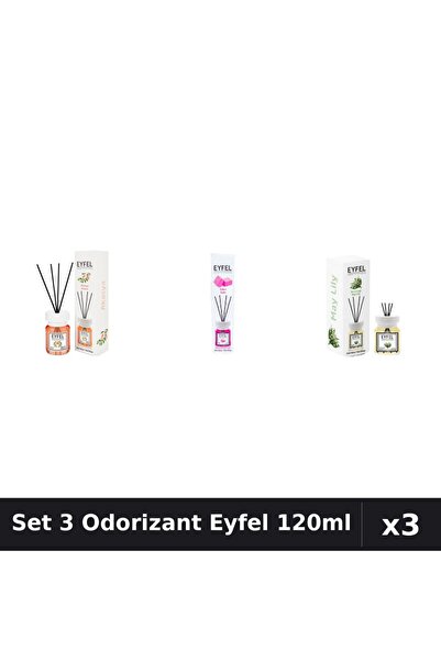 Eyfel Set 3 Odorizante Camera Betisoare, Acacia, Bubble Gum, Lacramioare, 120 ml