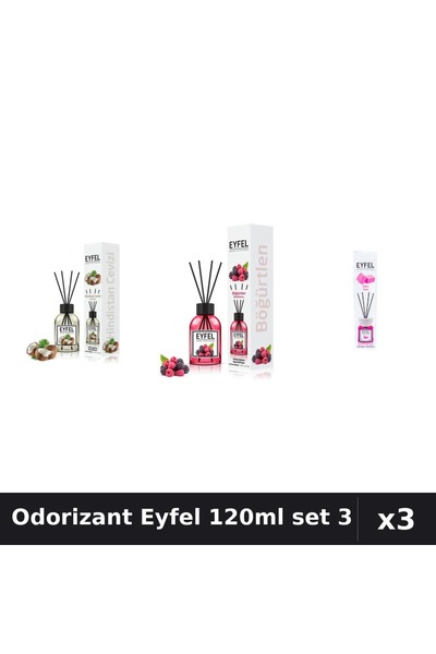 Eyfel Set 3 Odorizant Camera Betisoare 120ml - Nuca Cocos, Fructe Padure, Bub...